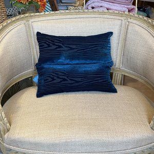 Cobalt Black Woodgrain Pillow by Kevin O'brien Studio